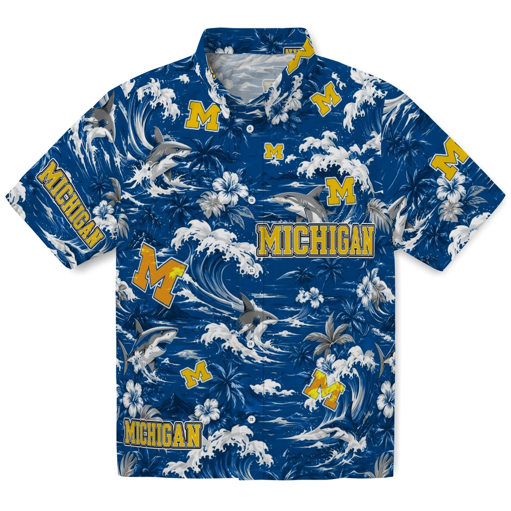 michigan-wolverines-hawaiian-shirt-personalized-wave-florals-blue-best-selling michigan wolverines hawaiian shirt personalized wave florals blue best selling