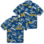 michigan-wolverines-hawaiian-shirt-personalized-wave-florals-blue-best-selling