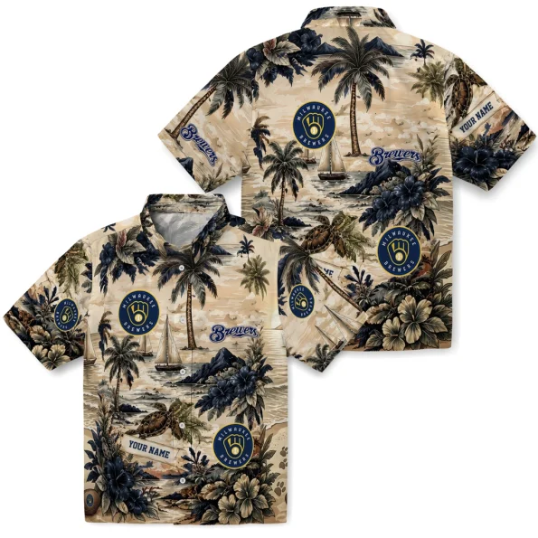 milwaukee-brewers-hawaiian-shirt-custom-island-voyage-navy-blue-beige-high-quality