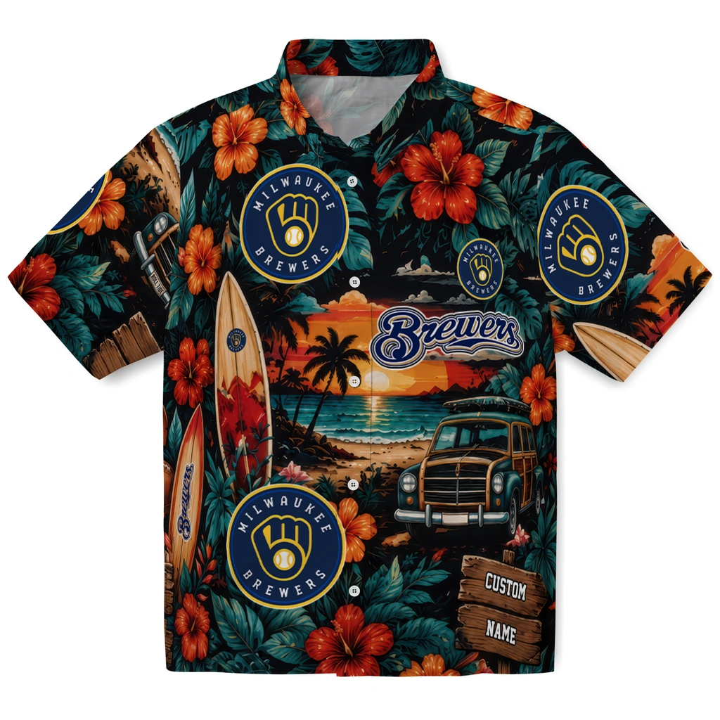 milwaukee-brewers-hawaiian-shirt-customized-scenic-collage-black-green-best-selling milwaukee brewers hawaiian shirt customized scenic collage black green best selling