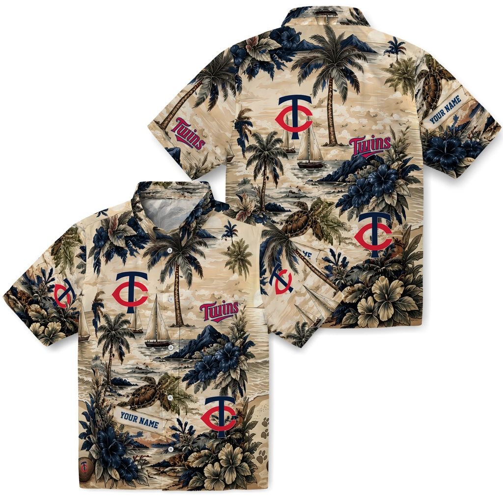 minnesota-twins-hawaiian-shirt-customized-island-voyage-navy-beige-high-quality