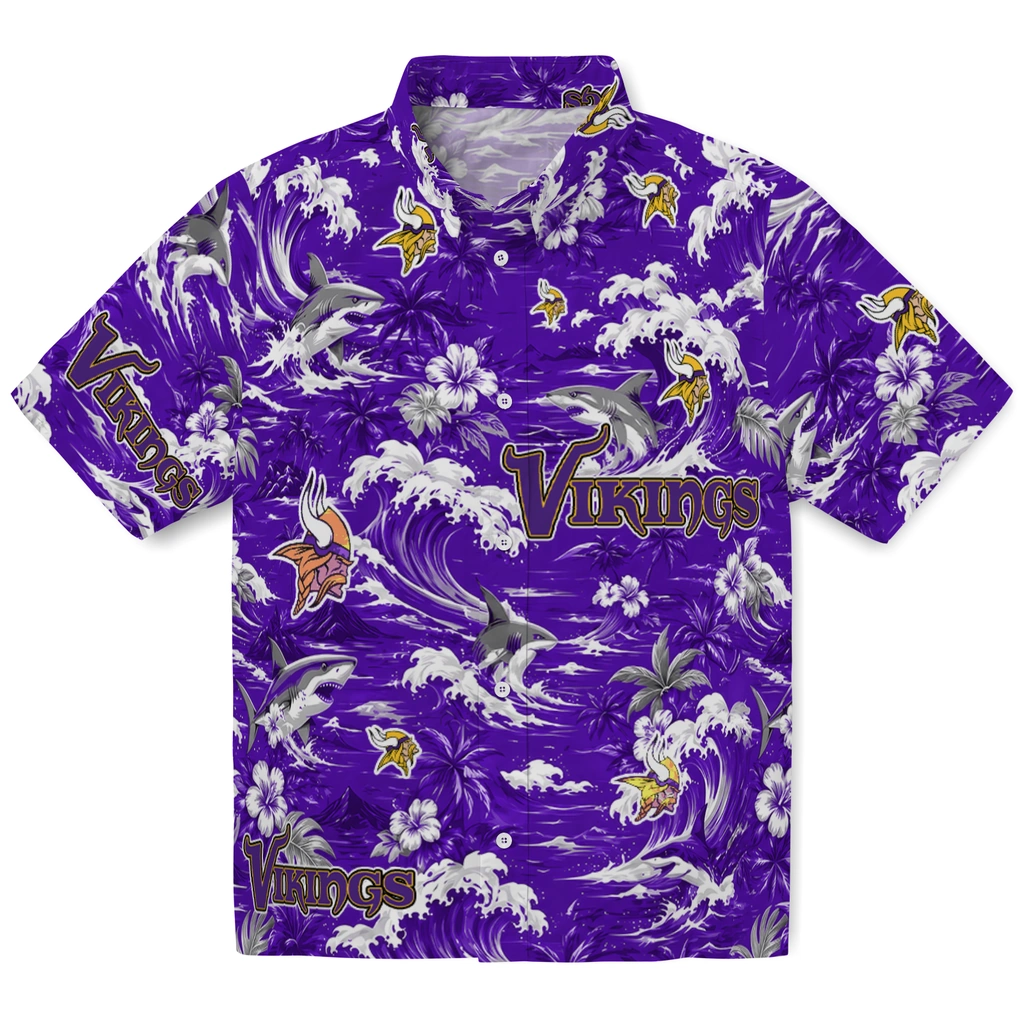 minnesota-vikings-hawaiian-shirt-customized-wave-florals-purple-best-selling minnesota vikings hawaiian shirt customized wave florals purple best selling