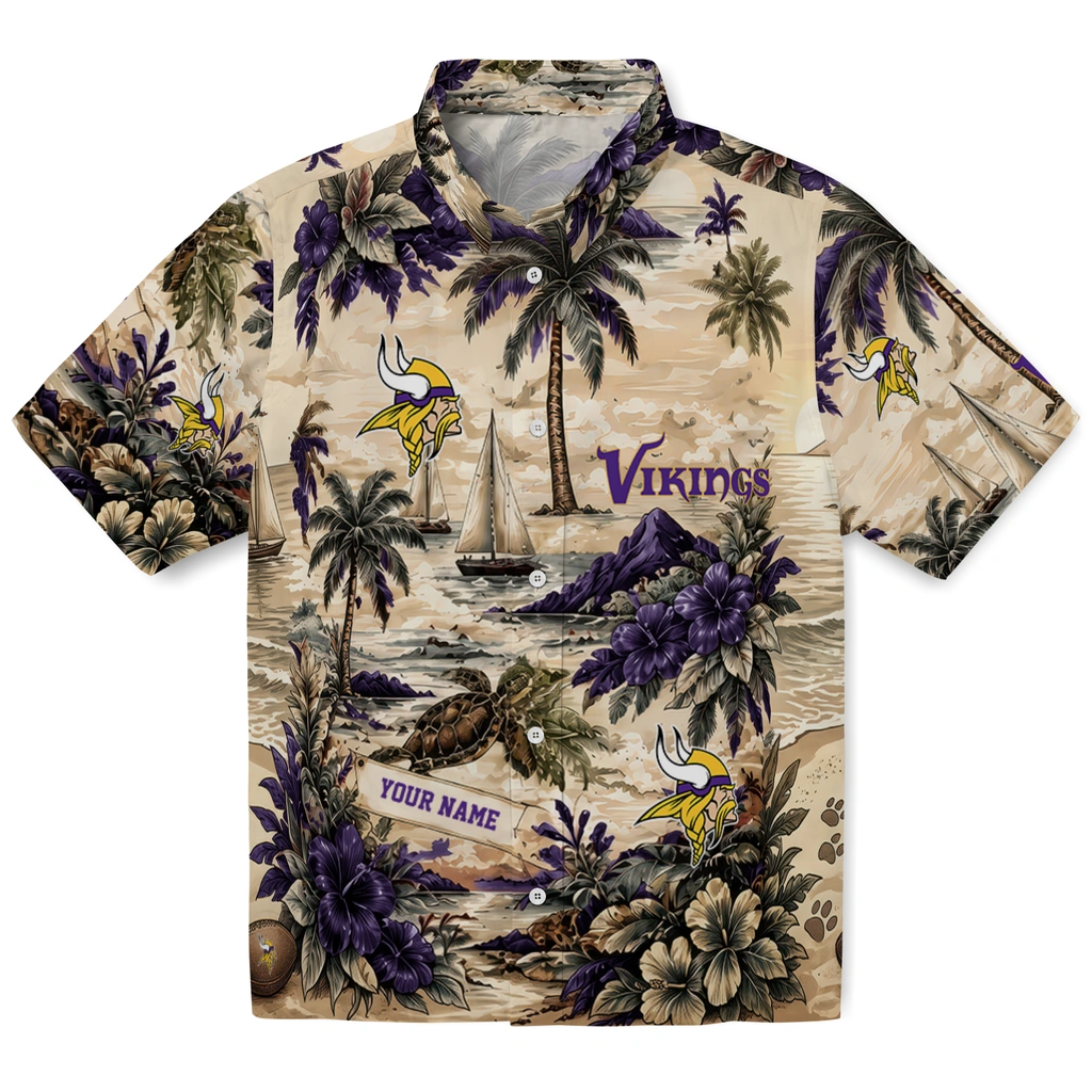 minnesota-vikings-hawaiian-shirt-personalized-island-voyage-purple-beige-best-selling minnesota vikings hawaiian shirt personalized island voyage purple beige best selling