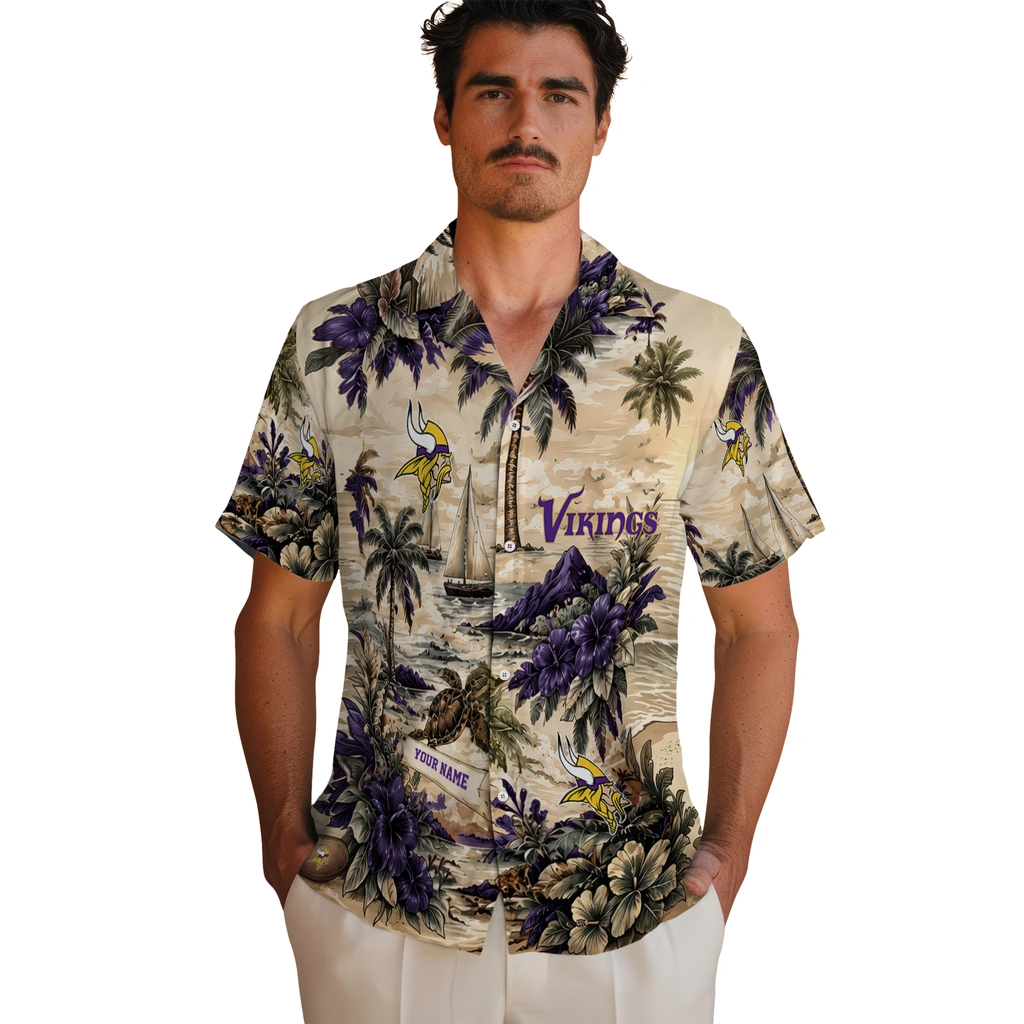 minnesota-vikings-hawaiian-shirt-personalized-island-voyage-purple-beige-fashion-forward