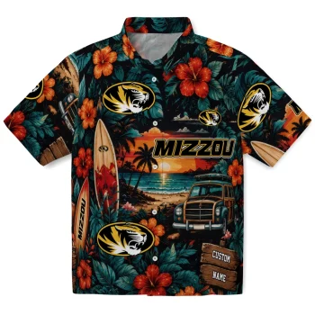 Missouri Tigers Hawaiian Shirt - Custom Scenic Collage Black Green