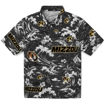 Missouri Tigers Hawaiian Shirt - Customized Wave Florals Black