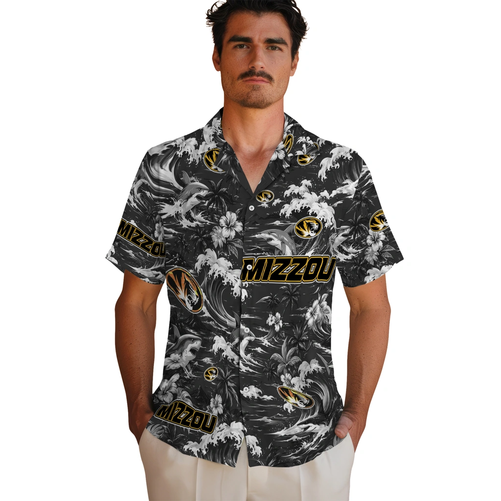 missouri-tigers-hawaiian-shirt-customized-wave-florals-black-fashion-forward