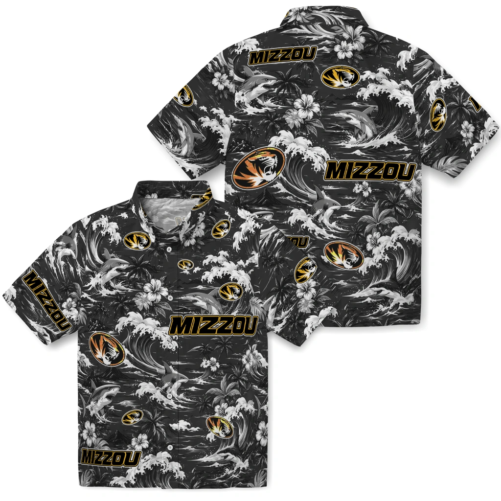 missouri-tigers-hawaiian-shirt-customized-wave-florals-black-high-quality