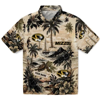 Missouri Tigers Hawaiian Shirt - Personalized Island Voyage Black Beige