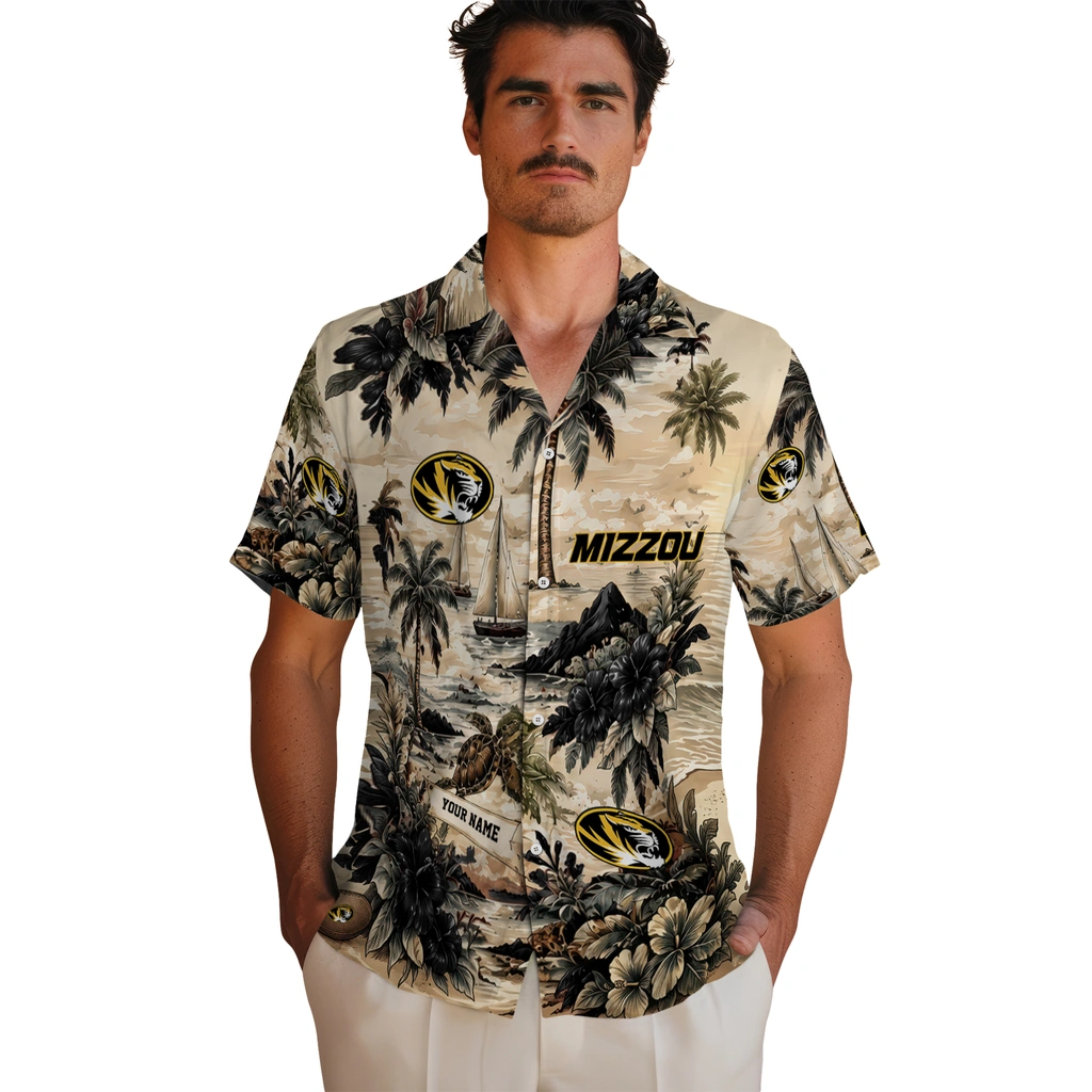 missouri-tigers-hawaiian-shirt-personalized-island-voyage-black-beige-fashion-forward