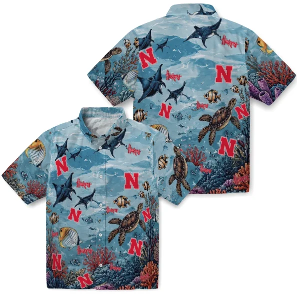 nebraska-cornhuskers-hawaiian-shirt-customized-coral-reef-aqua-high-quality