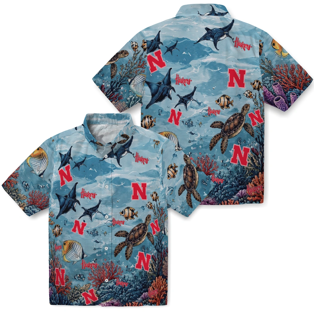 nebraska-cornhuskers-hawaiian-shirt-customized-coral-reef-aqua-high-quality