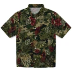 Nebraska Cornhuskers Hawaiian Shirt - Personalized Foliage Camo Dark Olive Green 1 nebraska-cornhuskers-hawaiian-shirt-personalized-foliage-camo-dark-olive-green-best-selling