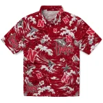 Nebraska Cornhuskers Hawaiian Shirt - Personalized Wave Florals Red 1 nebraska-cornhuskers-hawaiian-shirt-personalized-wave-florals-red-best-selling