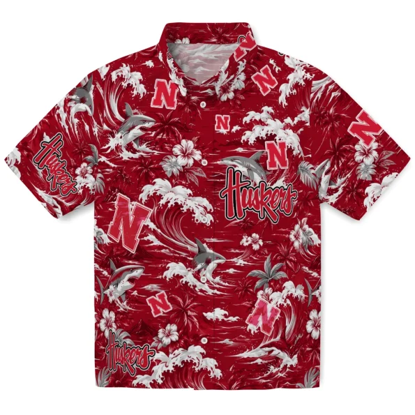 nebraska-cornhuskers-hawaiian-shirt-personalized-wave-florals-red-best-selling nebraska cornhuskers hawaiian shirt personalized wave florals red best selling