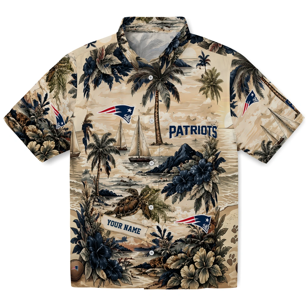 new-england-patriots-hawaiian-shirt-custom-island-voyage-blue-beige-best-selling new england patriots hawaiian shirt custom island voyage blue beige best selling
