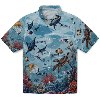 New England Patriots Hawaiian Shirt - Customized Coral Reef Aqua