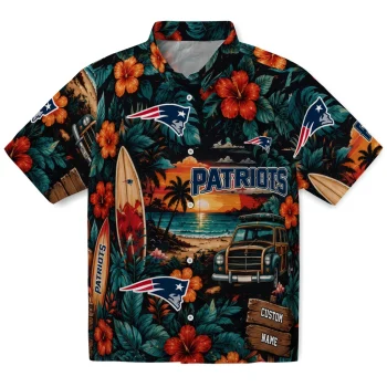 New England Patriots Hawaiian Shirt - Customized Scenic Collage Black Green
