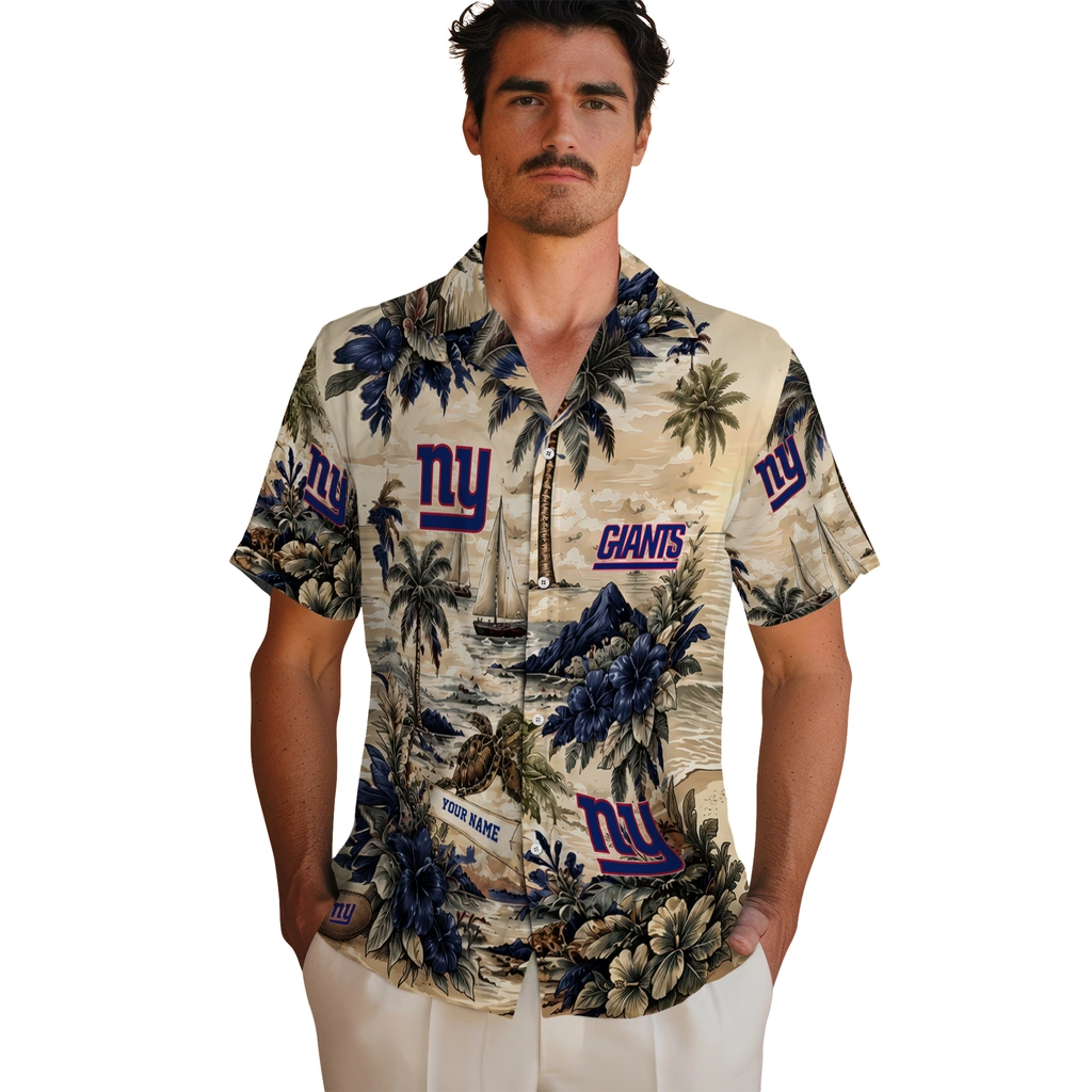 new-york-giants-hawaiian-shirt-personalized-island-voyage-blue-beige-fashion-forward