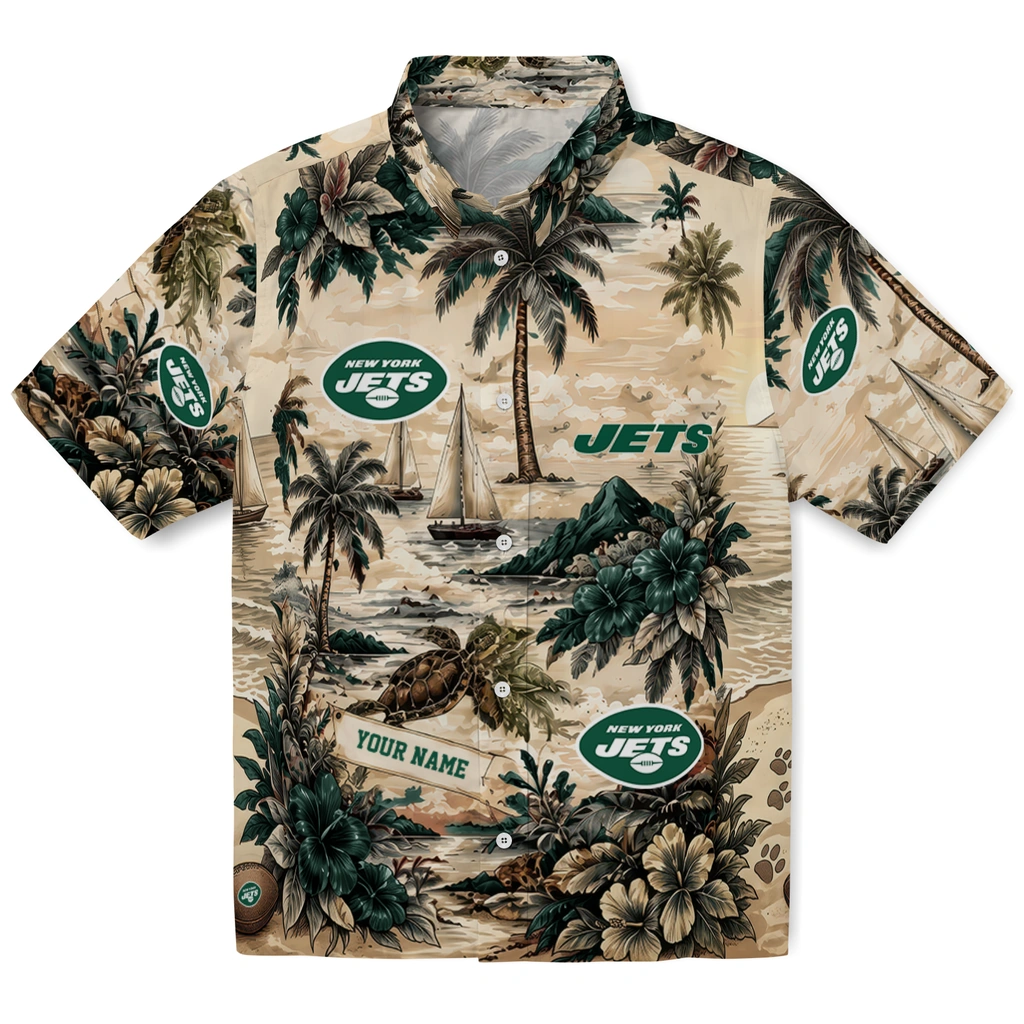 new-york-jets-hawaiian-shirt-custom-island-voyage-green-beige-best-selling new york jets hawaiian shirt custom island voyage green beige best selling