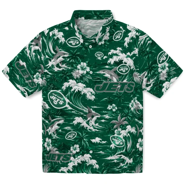 new-york-jets-hawaiian-shirt-personalized-wave-florals-green-best-selling new york jets hawaiian shirt personalized wave florals green best selling