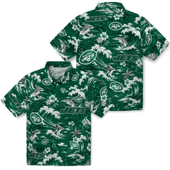 new-york-jets-hawaiian-shirt-personalized-wave-florals-green-high-quality