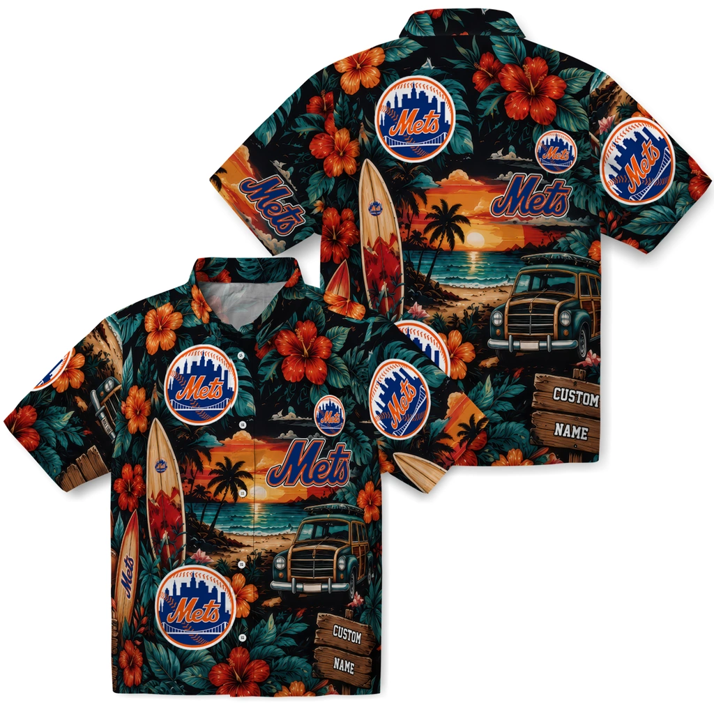 new-york-mets-hawaiian-shirt-custom-scenic-collage-black-green-high-quality