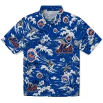 New York Mets Hawaiian Shirt - Customized Wave Florals Blue 1 new-york-mets-hawaiian-shirt-customized-wave-florals-blue-best-selling