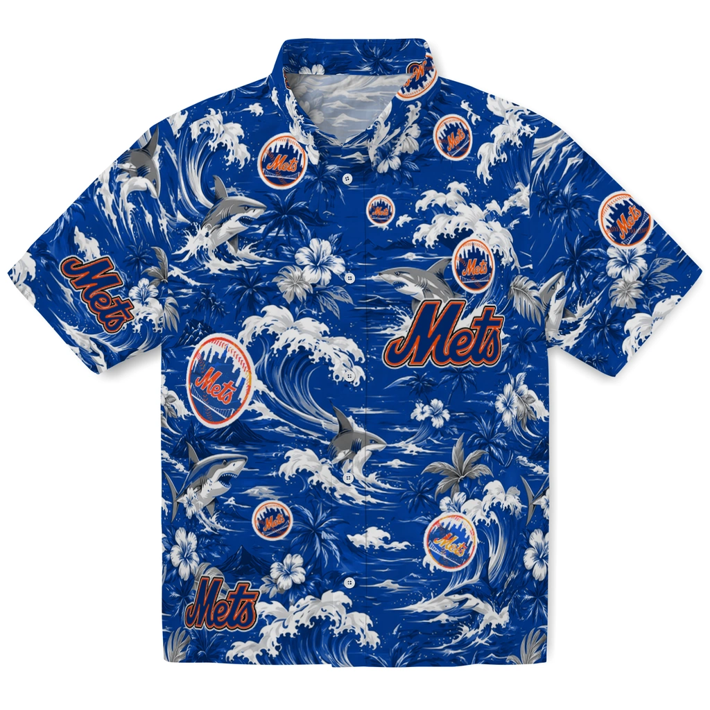 new-york-mets-hawaiian-shirt-customized-wave-florals-blue-best-selling new york mets hawaiian shirt customized wave florals blue best selling