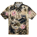 New York Yankees Hawaiian Shirt - Custom Island Voyage Navy Beige 1 new-york-yankees-hawaiian-shirt-custom-island-voyage-navy-beige-best-selling