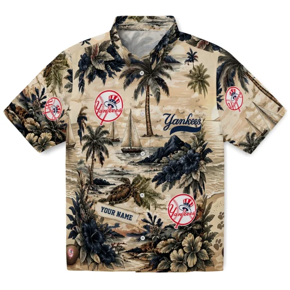 new-york-yankees-hawaiian-shirt-custom-island-voyage-navy-beige-best-selling new york yankees hawaiian shirt custom island voyage navy beige best selling
