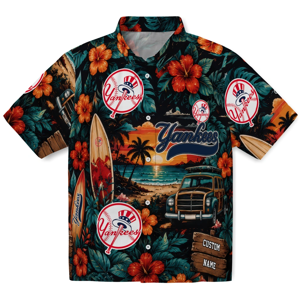 new-york-yankees-hawaiian-shirt-customized-scenic-collage-black-green-best-selling new york yankees hawaiian shirt customized scenic collage black green best selling
