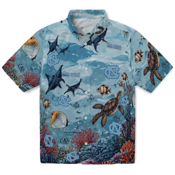 North Carolina Tar Heels Hawaiian Shirt - Personalized Coral Reef Aqua