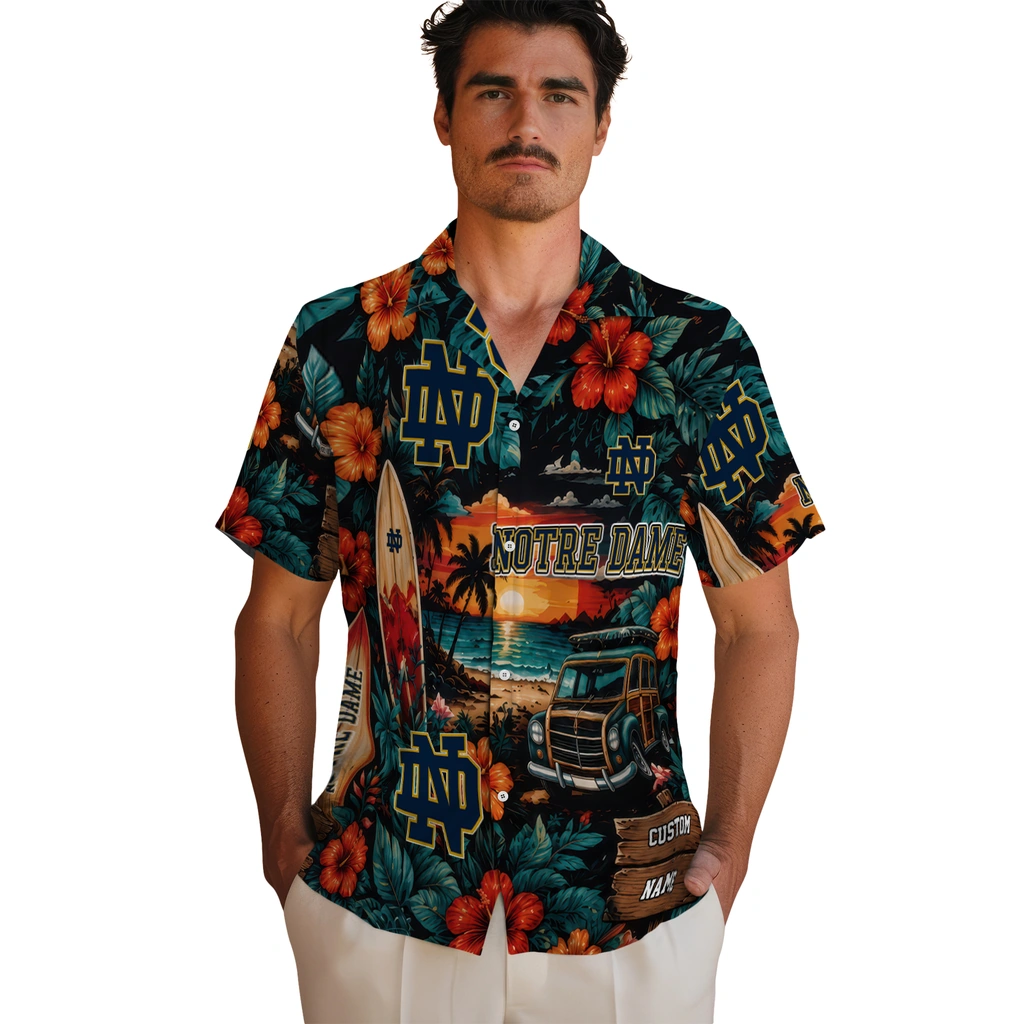 notre-dame-fighting-irish-hawaiian-shirt-custom-scenic-collage-black-green-fashion-forward