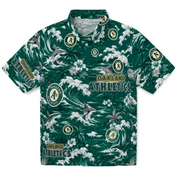 Oakland Athletics Hawaiian Shirt - Custom Wave Florals Green