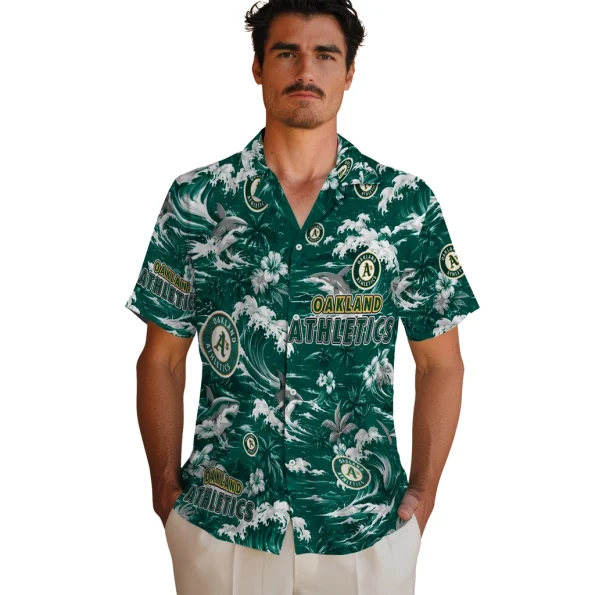 oakland-athletics-hawaiian-shirt-custom-wave-florals-green-fashion-forward