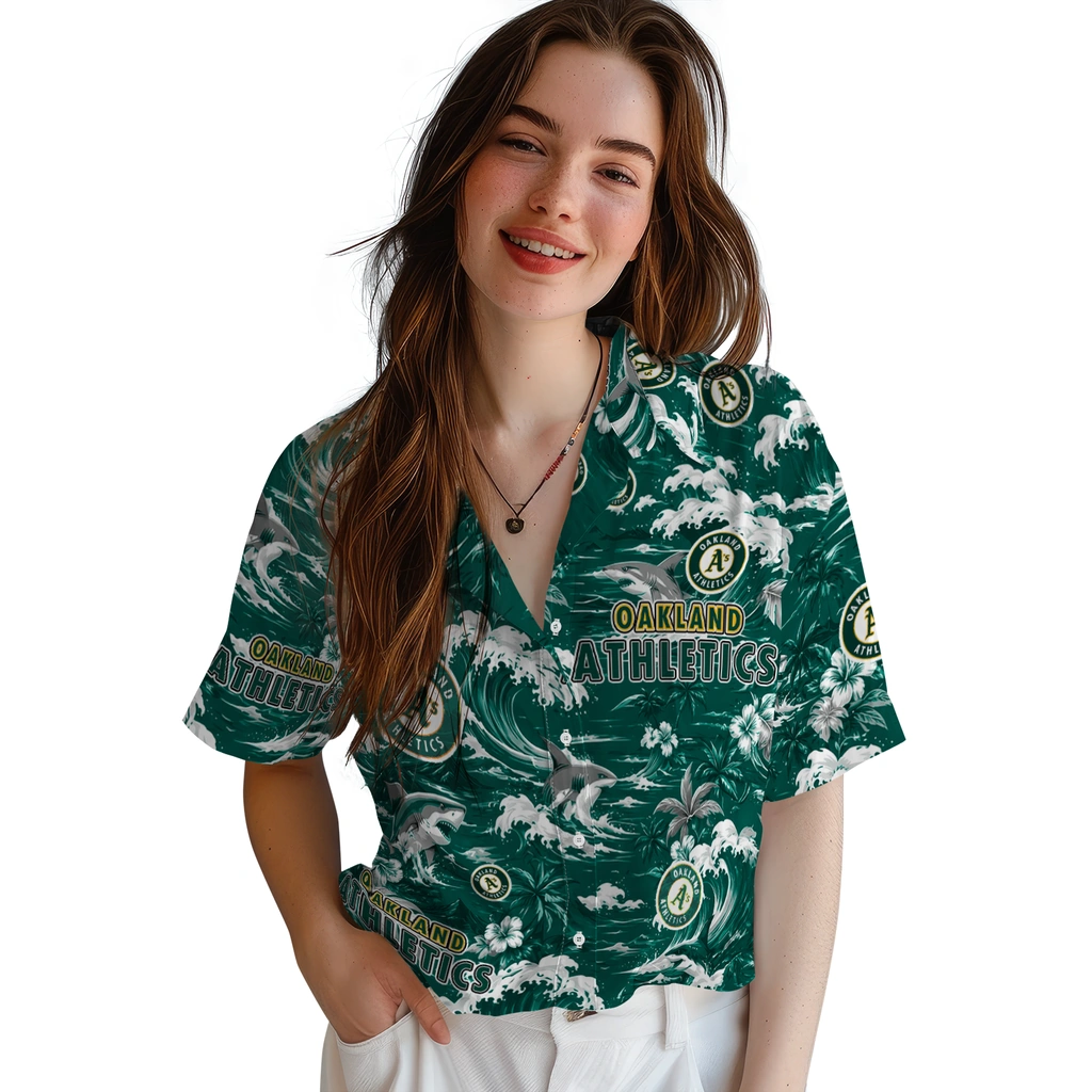 oakland-athletics-hawaiian-shirt-custom-wave-florals-green-latest-model