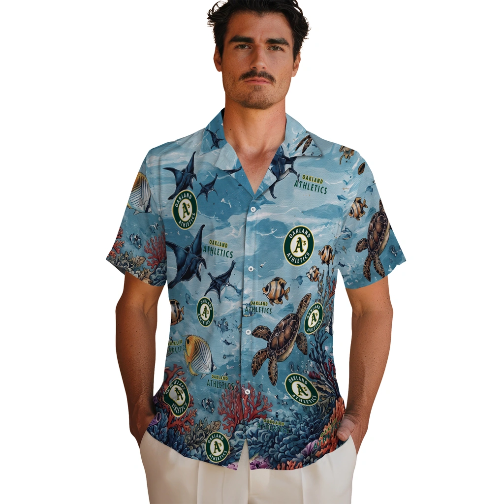oakland-athletics-hawaiian-shirt-personalized-coral-reef-aqua-fashion-forward