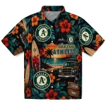 Oakland Athletics Hawaiian Shirt - Personalized Scenic Collage Black Green 1 oakland-athletics-hawaiian-shirt-personalized-scenic-collage-black-green-best-selling