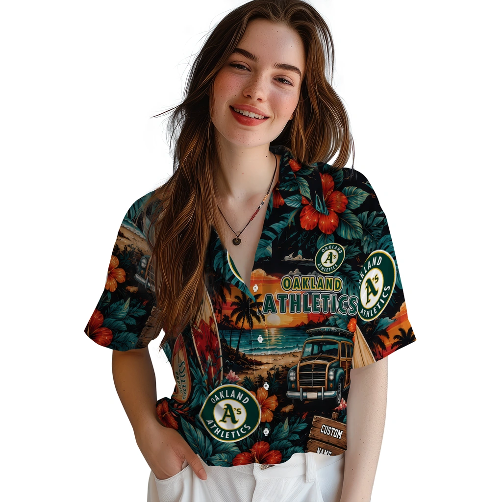 oakland-athletics-hawaiian-shirt-personalized-scenic-collage-black-green-latest-model