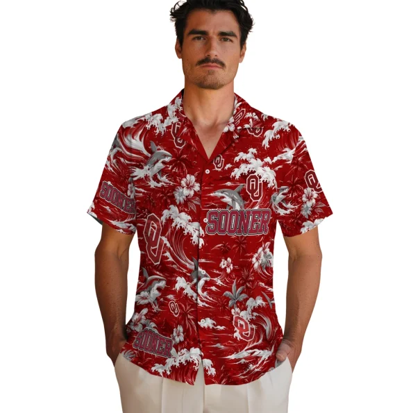 oklahoma-sooners-hawaiian-shirt-customized-wave-florals-crimson-fashion-forward