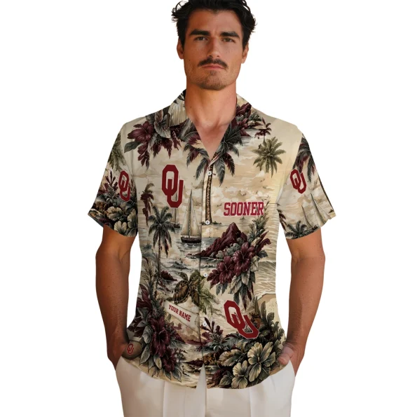oklahoma-sooners-hawaiian-shirt-personalized-island-voyage-crimson-beige-fashion-forward