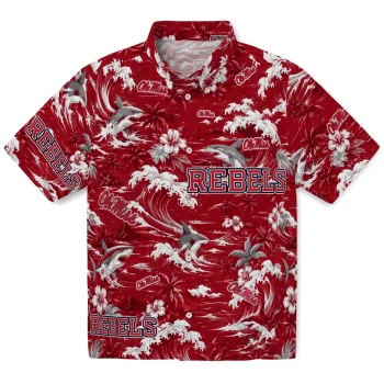 Ole Miss Rebels Hawaiian Shirt - Personalized Wave Florals Red