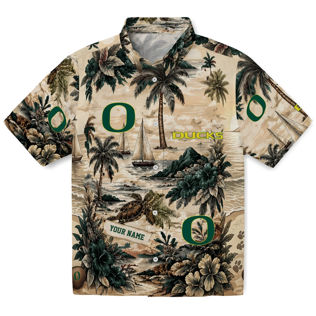 oregon-ducks-hawaiian-shirt-custom-island-voyage-green-beige-best-selling oregon ducks hawaiian shirt custom island voyage green beige best selling
