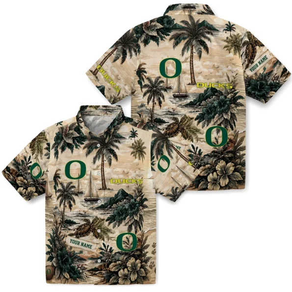 oregon-ducks-hawaiian-shirt-custom-island-voyage-green-beige-high-quality