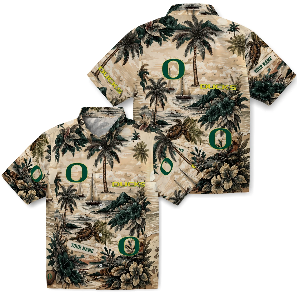oregon-ducks-hawaiian-shirt-custom-island-voyage-green-beige-high-quality