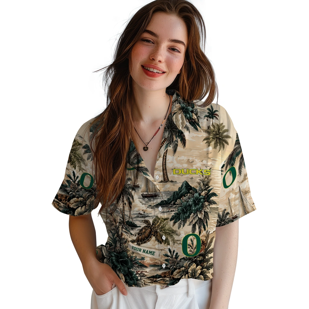 oregon-ducks-hawaiian-shirt-custom-island-voyage-green-beige-latest-model