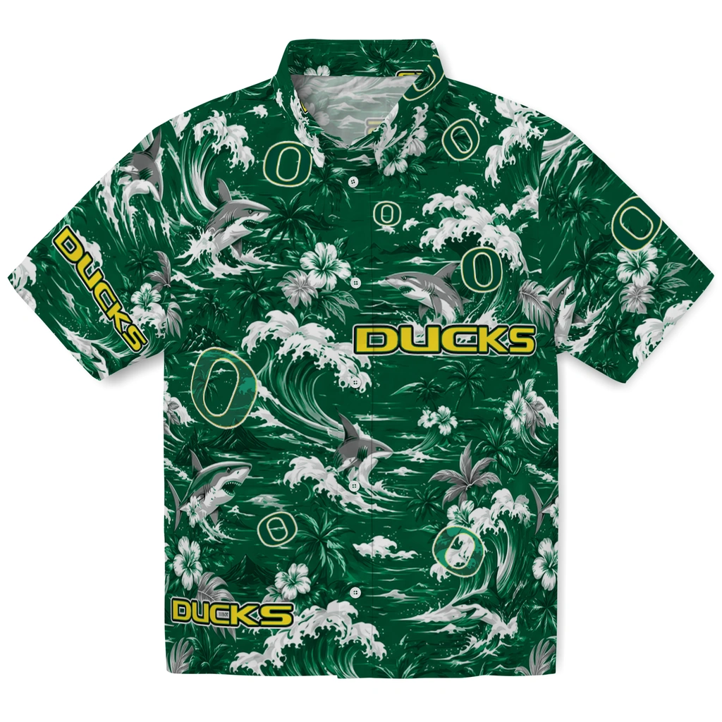oregon-ducks-hawaiian-shirt-personalized-wave-florals-green-best-selling oregon ducks hawaiian shirt personalized wave florals green best selling