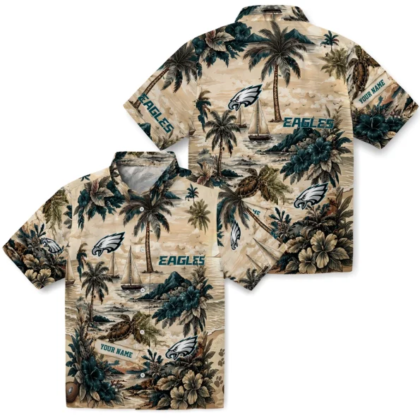 philadelphia-eagles-hawaiian-shirt-customized-island-voyage-green-beige-high-quality