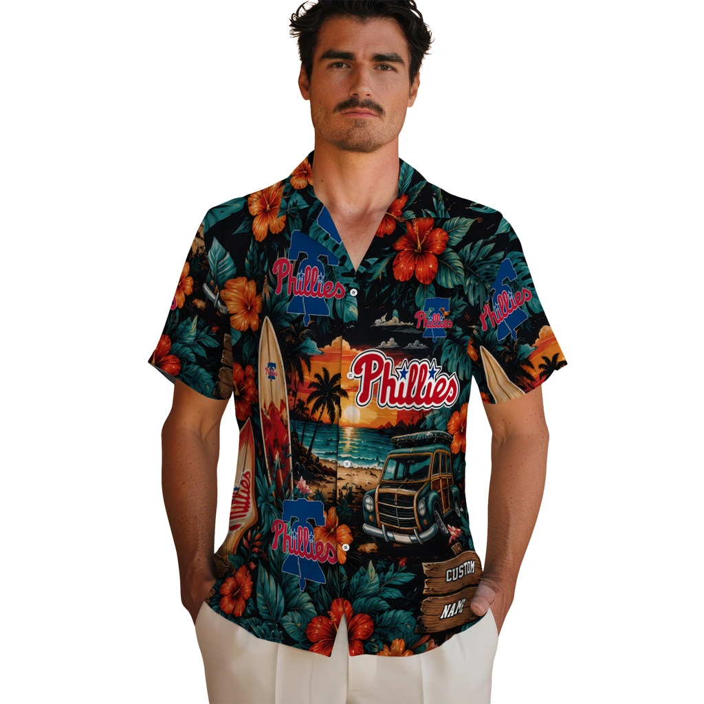philadelphia-phillies-hawaiian-shirt-custom-scenic-collage-black-green-fashion-forward
